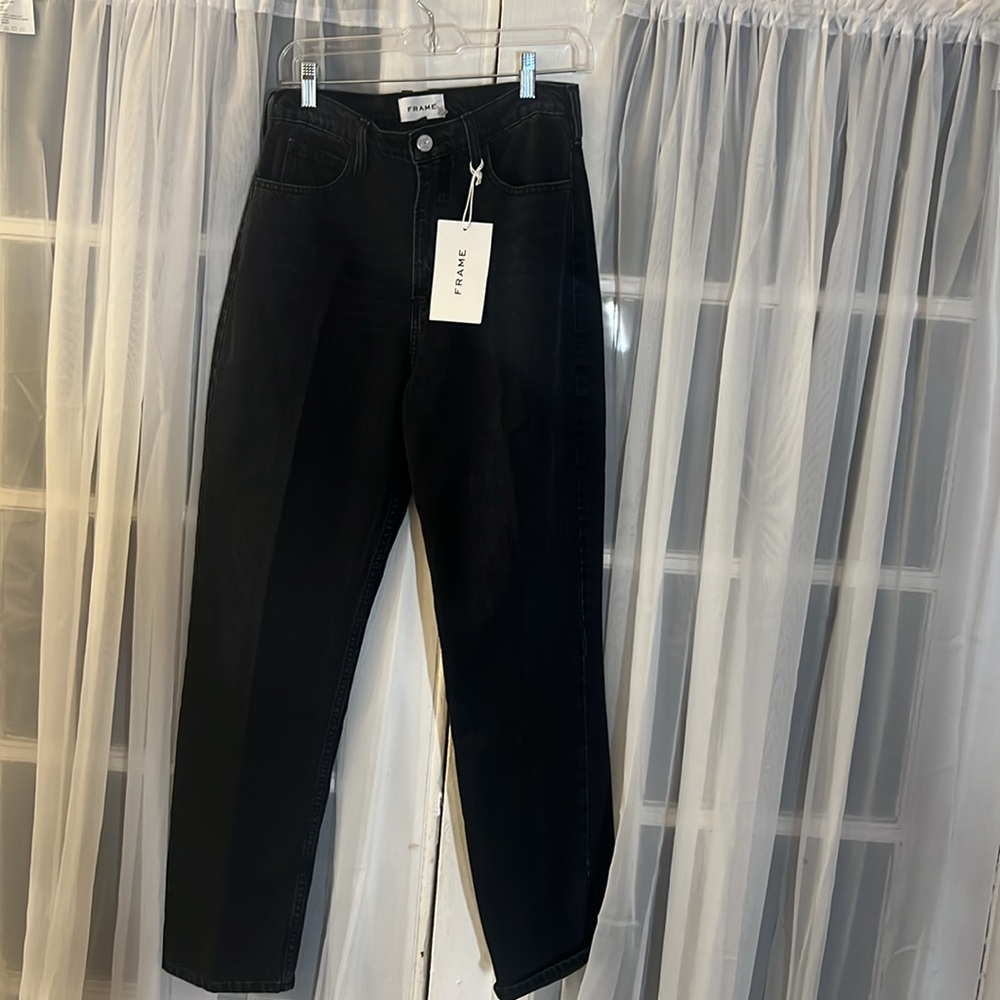 NWT FRAME Le High Wide Crop Jeans Women’s Size 28/14” Waist Inseam 30.5 Black - Picture 5 of 11